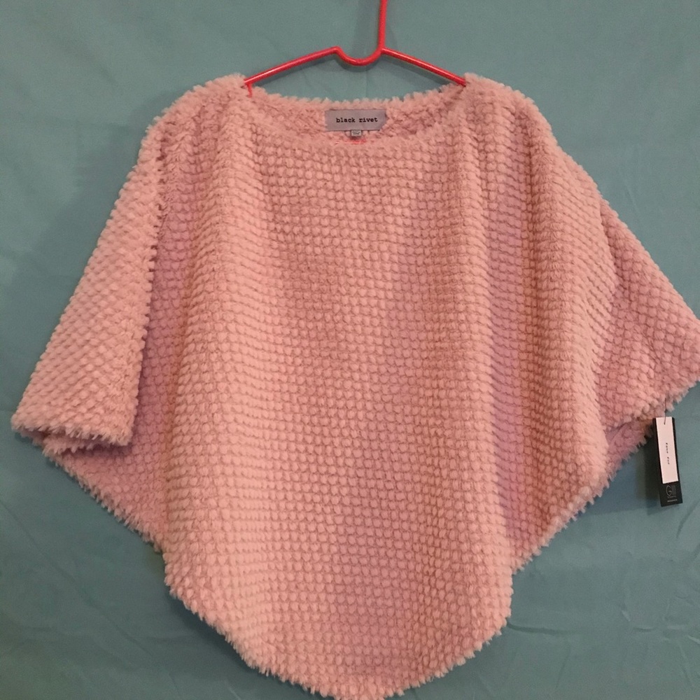 Pink Faux Fur Poncho